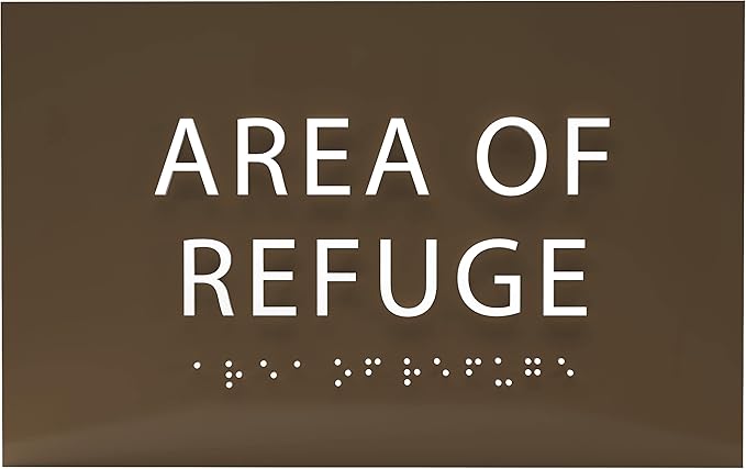 6" X4" Area of Refuge Sign - ADA Compliant Tactile Graphics Grade 2 Braille Text | Wall Mount Plastic Signs for Shopping Malls, Offices, Hotels, Schools, Apartments & Restaurants