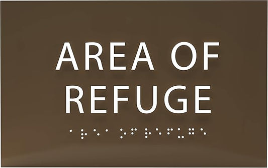 6" X4" Area of Refuge Sign - ADA Compliant Tactile Graphics Grade 2 Braille Text | Wall Mount Plastic Signs for Shopping Malls, Offices, Hotels, Schools, Apartments & Restaurants