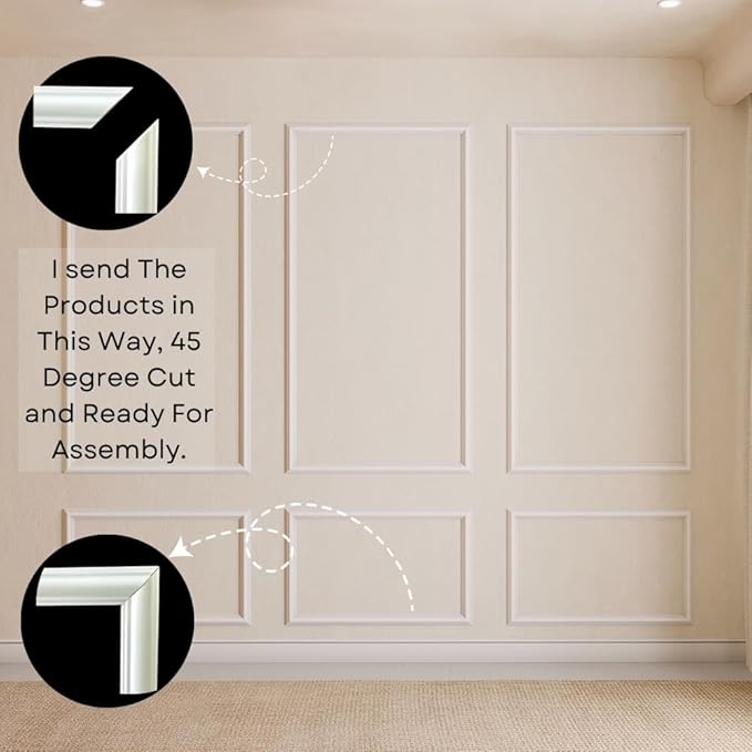 Peel and Stick Wall Molding Kit – Pre-Cut & Primed Trim Package, DIY Self-Adhesive Wainscoting Panels, Paintable Polystyrene Wall Frame, Easy Wall Upgrade (Model-2)