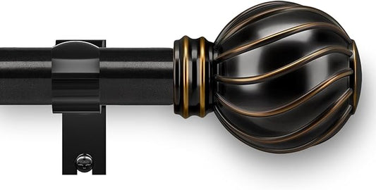 Black Curtain Rods for Windows 28 to 48 Inch 7/8" Diamete Heavy Duty Adjustable Window Curtain Rod with Decorative Finials for Farmhouse Bedroom Living Room Kitchen Outdoor