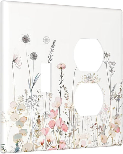 Floral Watercolor Wildflower Dandelion Plant Wallplates 1 Toggle 1 Duplex Switch Plate Electrical GFCI Faceplate Decorative Light Switch Covers for Farmhouse Bed Room Decor