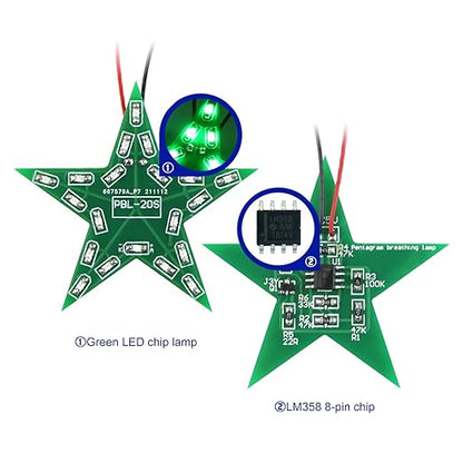 Soldering Practice Kit DIY Five Pointed Star Shaped Green LED Breathing Light SMD Electronics Projects Learn How to Solder(03XX02)