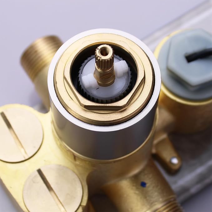 Triple Function Shower Diverter Digital Display Shower Mixer Valve Kit Replacement Temperature Control Valve with Individual On Off Flow Control Shower Valve, Brushed Nickel