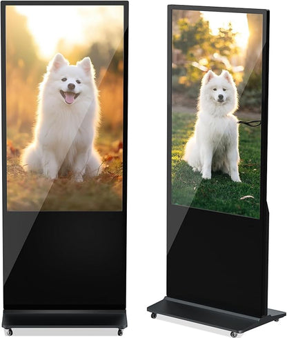 HLEC 55'' Indoor Floor-Standing Digital Signage Interactive Display, 4K NonTouch-Screen Advertising Display LCD Kiosk, Commercial Android Smart System, CMS Software, HDMI/USB Input＆Out/WiFi(4+64G)