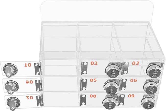Cell Phone Locker Box 9 Slots Cell Phone Organizer Cabinet with Combination Locks Wall-Mounted Locking Cell Phone Storage Box for Classroom Office,Shool,Office (9 Slots, Wood+Acrylic)