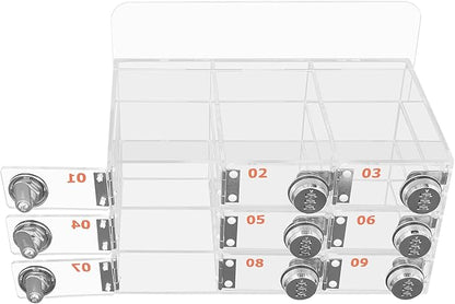 Cell Phone Locker Box 9 Slots Cell Phone Organizer Cabinet with Combination Locks Wall-Mounted Locking Cell Phone Storage Box for Classroom Office,Shool,Office (9 Slots, Wood+Acrylic)