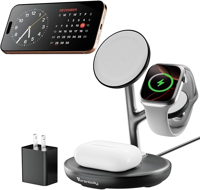 Magnetic Charger for iPhone Charging Station, Mag-Safe Phone Charger for iPhone 17 16 15-12 Series ，for Airpods Apple Watch and Phone Charging Stand