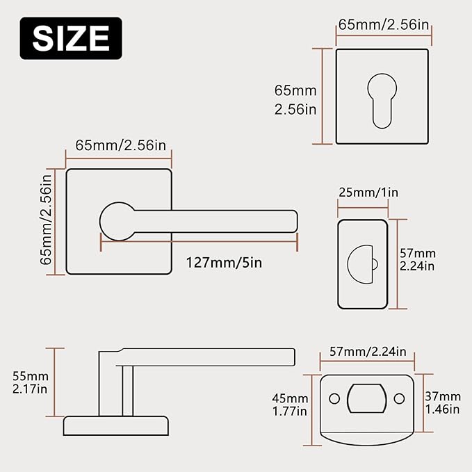 15 Sets Passage Door Lever and Single Cylinder Deadbolt Lock Set, Heavy Duty Square Handle for Entrance and Front Door, Matte Black, Different Keys