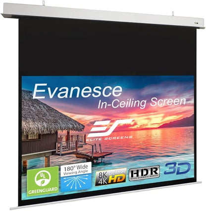Elite Screens Evanesce 126" Diag.16:9, Recessed in-Ceiling Electric Motorized Projector Screen and Installation Kit, Matte White Fiberglass Reinforced Projection Surface, IHOME126HW3-E20