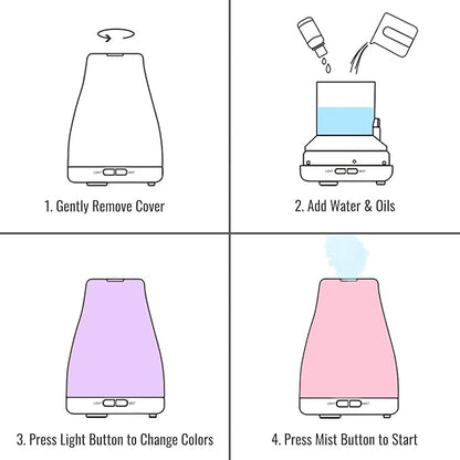 HealthSmart Essential Oil Diffuser, Cool Mist Humidifier and Aromatherapy Diffuser with 150ML Tank Ideal for Small Rooms, Adjustable Timer and Mist Mode, White