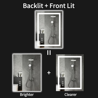 20"x28" LED Bathroom Mirror with Lights, Dimmable，Anti-Fog，Bathroom Vanity Mirror for Wall, Backlit + Front Lit, Memory Function, Shatter-Proof，Tempered Glass