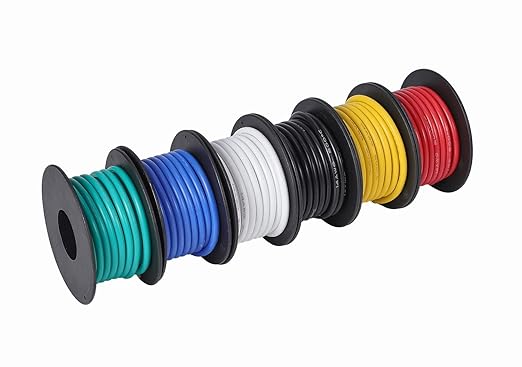 TUOFENG 14AWG Silicone Wire 13.2ft (4m) 6 Colors - Flexible Tinned Copper Stranded Wire 600V High Temp Resistant (OD:3.5mm) for Automotive, Marine, DIY Electrical Wiring