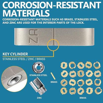 J45S keyed Alike Padlocks, Heavy Duty Stainless Steel Shackle Lock, 36 Keys, Waterproof and Rustproof Storage, Warehouses, Garage, Outdoors, 12-Pack