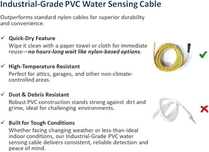Smart Water Leak Detector, Zone Water Detector, WiFi-Enabled with 6.5 ft Sensing Cable, Real-Time Notifications via Text Message, Email, and Audio, Battery Powered