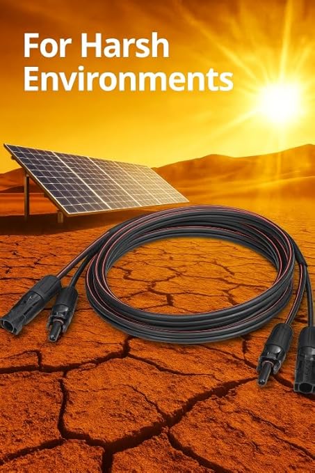 Solar Cable 10 Feet 2x12 AWG Twin Wire Solar Extension Cable, Copper Strand with Female and Male Connectors on Single end, Solar Panel Cable Wire & Adaptor for Home, Shop and RV Solar Panels