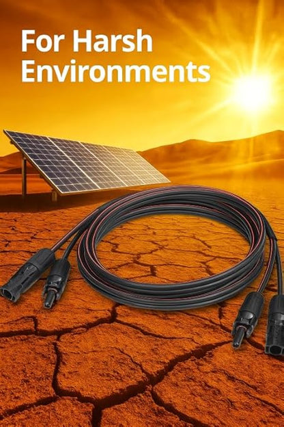 Solar Cable 10 Feet 2x12 AWG Twin Wire Solar Extension Cable, Copper Strand with Female and Male Connectors on Single end, Solar Panel Cable Wire & Adaptor for Home, Shop and RV Solar Panels