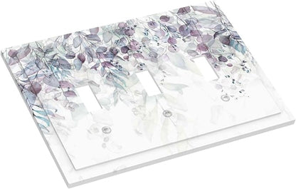 Hazy Leaves Ivy Nature Plants Eucalyptus Leave Decorative Switch Plates 3 Gang Wall Plate Triple Toggle Light Switch Cover Faceplate Electrical Wall Panels for Bedroom Home Decor