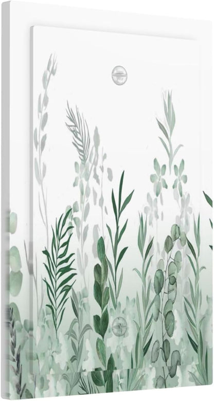 Watercolor Green Leaf Rustic Plant Eucalyptus Flowers Light Switch Cover Plate 1 Gang No Device Blank Electrical Wall Plates Faceplate Decorative Switch Plate for Bed Room Living Room Decor