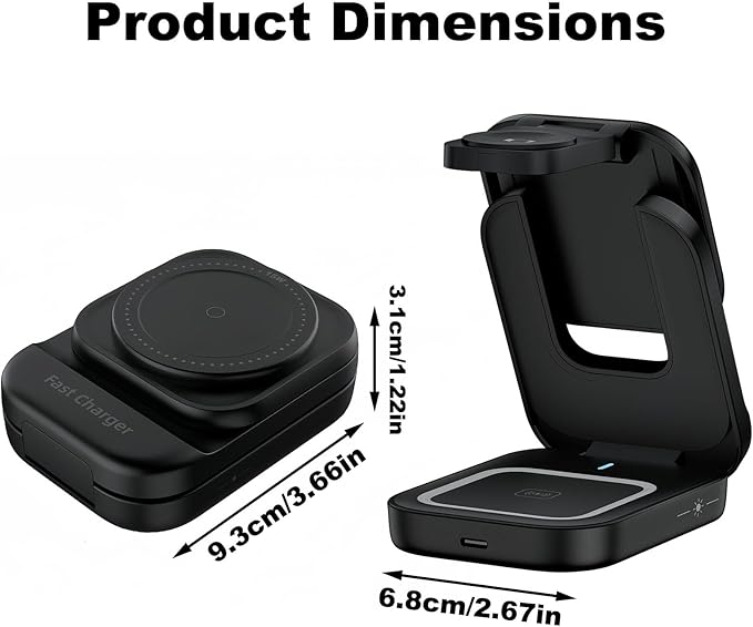 3 in 1 Charging Station for iPhone - Wireless Charger for Apple Products Multiple Devices - Charging Dock Stand for AirPods (for iPhone 17 16e 16 15 14 13 pro 12 11 X Max)