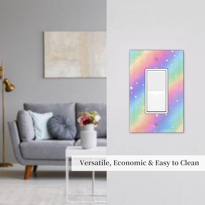 Decorative Outlet Covers Pink Blue Purple Iridescent Rainbow 1 Gang Rocker Light Switch Cover Plate Single Wall Plates for Electrical Outlets Switch Plate Covers Faceplate for Home Decor
