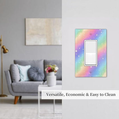 Decorative Outlet Covers Pink Blue Purple Iridescent Rainbow 1 Gang Rocker Light Switch Cover Plate Single Wall Plates for Electrical Outlets Switch Plate Covers Faceplate for Home Decor