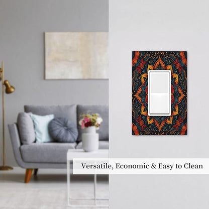 Outlet Covers Boho Colorful Mandala 1 Gang Wall Plates Single Rocker Light Switch Covers Decorative Switch Plates Electrical GFCI Panel Covers for Home Office Decor 5 X 3 IN