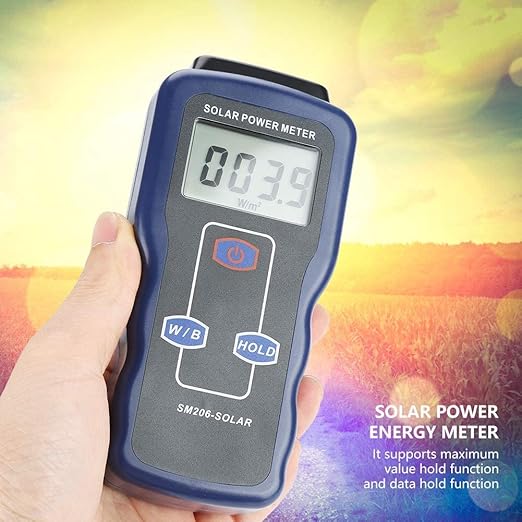 Digital Solar Power Meter, Sun Light Energy Measuring Tester for Testing Car Window Performance, Handheld Portable Sunlight Intensity Meter, W/m2 Meter