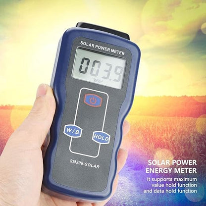 Digital Solar Power Meter, Sun Light Energy Measuring Tester for Testing Car Window Performance, Handheld Portable Sunlight Intensity Meter, W/m2 Meter
