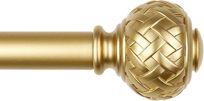 TONIAL Gold Curtain Rod 32 to 86 Inches, 7/8 Adjustable Curtain Rods for Windows 20 to 82 Inches, Splicing Drapery Rods Heavy duty with Netted Texture Finials