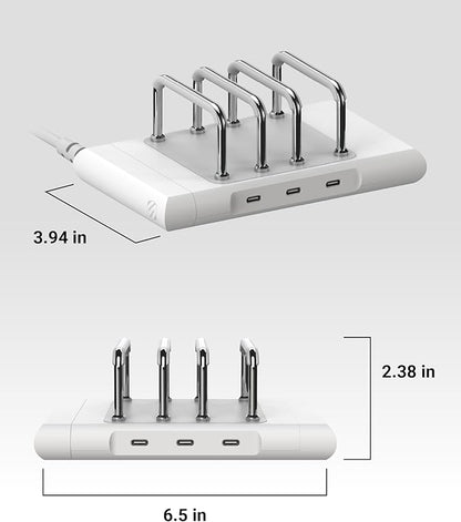 Scosche BL2MD BaseLynx™ 2.0 Vert, 60W USB-C Vertical Charging Station for Multiple Devices, Charger Organizer with 3 PD Fast Charge Ports, Modular System Compatible with Apple iPhone & iPad, White