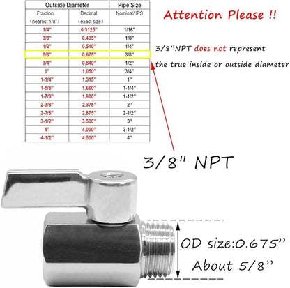 Beduan Mini Ball Valve Stainless Steel(316) 3/8" NPT Male x NPT Female Mini Ball Shutoff Valve