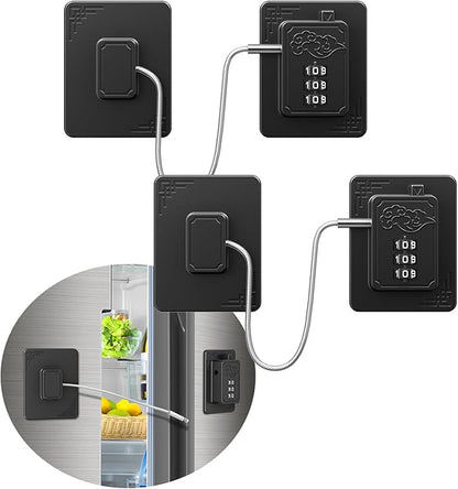 2-Pack Password Refrigerator Lock, Combination Child Proof Safety Lock，Baby Proofing fridge lock，Door Latches for Fridge Cabinet Drawer Closet, Freezer Lock No Keys Needed (Black)
