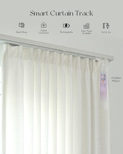 Graywind Rechargeable Smart Curtains Compatible with Alexa Google Remote Control Automatic Drapes for Sliding Door Room One-Way or Split Draw Joinable Curtain Custom Width Up to 220"(Mose)