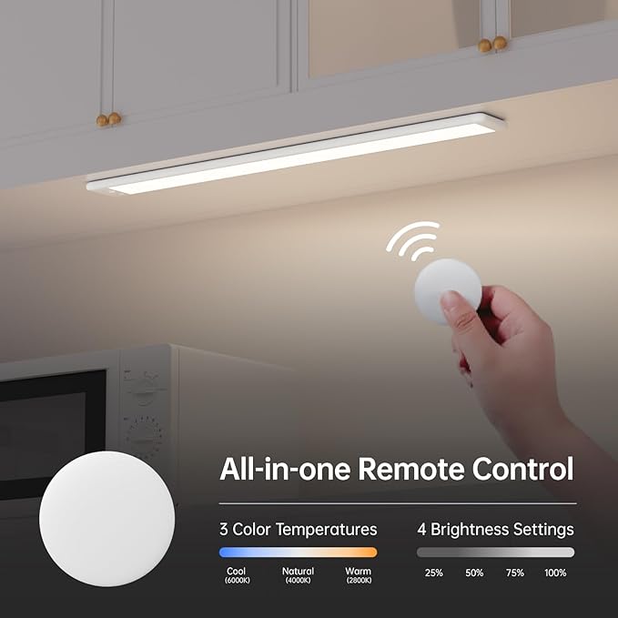 20 Inch Under Cabinet Lighting, Expandable LED Cabinet Light with Sensor Controls, Adjustable Color Temperature & Brightness, Wireless Magnetic Installation