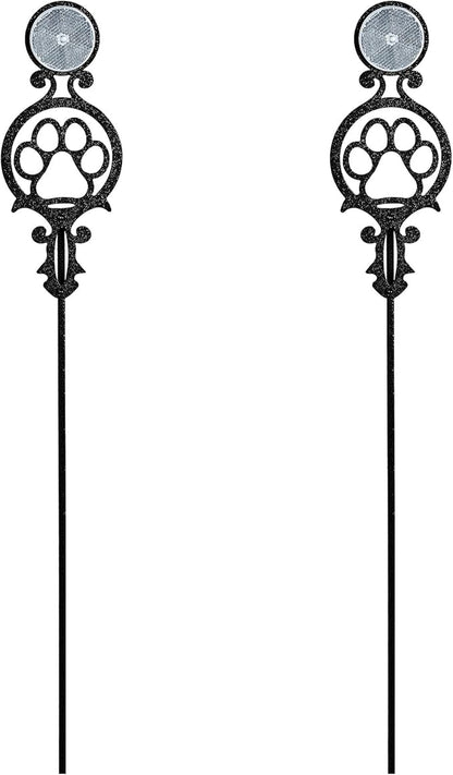 Touch of Class Pathways Reflective Driveway Marker Stake Set of Two for Outdoor Use | Paw Print Design | Personalized Tall Reflector Set of 2 | Black Durable Finish