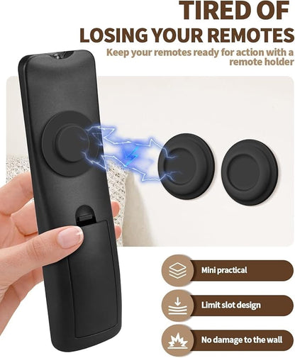 6 Pack Magnetic Remote Control Holder – Upgraded Silicone Magnetic Wall Mount for TV, Fan & Air Conditioner Remotes – Self-Adhesive, No-Drill Remote Control Holder Wall Mount (Circle Black)