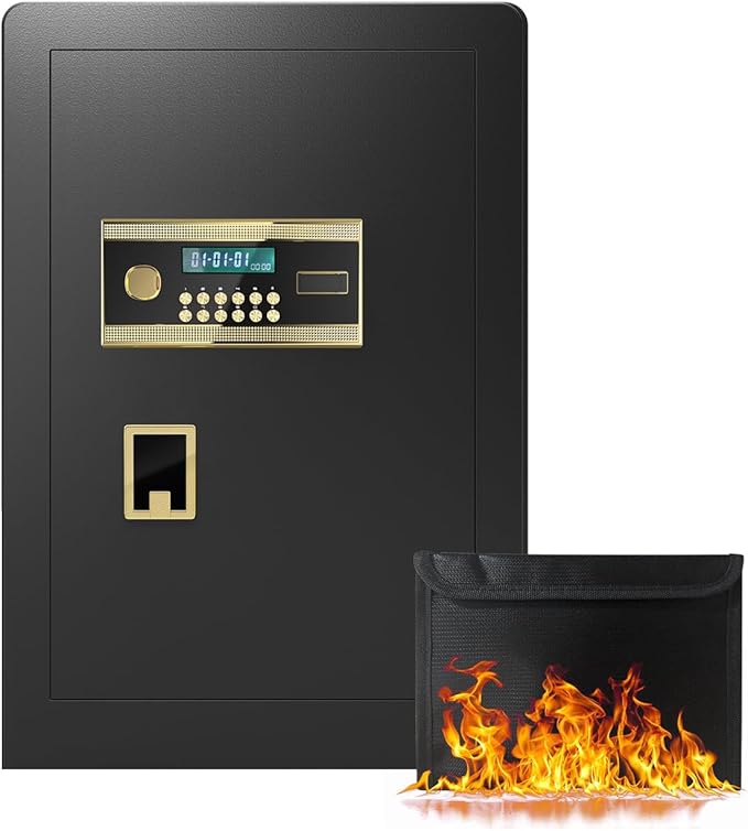 3.0 Cubic Feet Large Electronic Digital Security Safe with Hidden Code, Private Inner Cabinet, Fireproof & Waterproof Bag - Triple Access, Dual Alarm, Wall/Floor Mountable -for Home, Office & Hotel