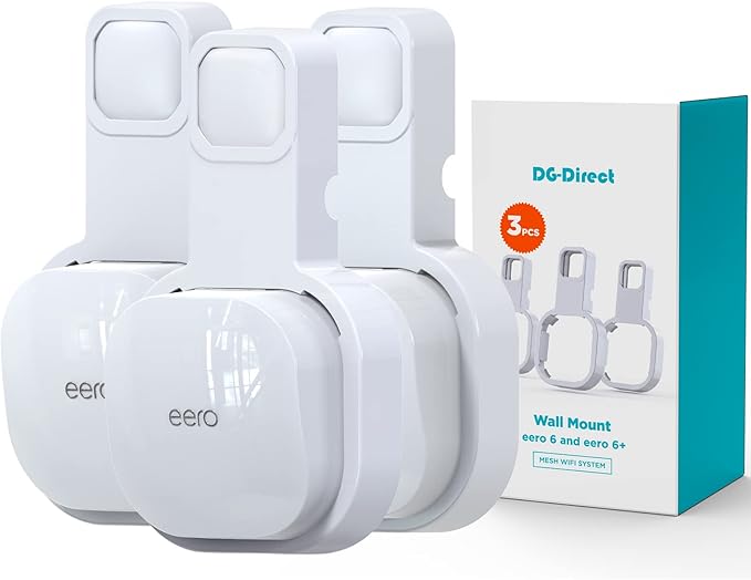 DG-Direct Wall Mount Holder Only for eero 6 Router Mesh Wi-Fi System,No Messy Wires,Stand Bracket for eero 6 Extender Space Saving White 3Pcs