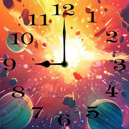 10 in Cosmic Connection -196 Wood Wall Clock – Digital Time Display, Smart Home Compatible for Bedside or Workspace