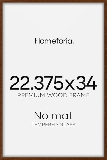 Homeforia 22.375x34 Puzzle Frame Brown, High End Dark Oak 22.375 x 34 Picture Frame Wood without Mat, 34x22.375 Wooden Walnut Thin Frames for Wall, 22.375by34 Frame, Tempered Glass, Wall Kit, Set of 1