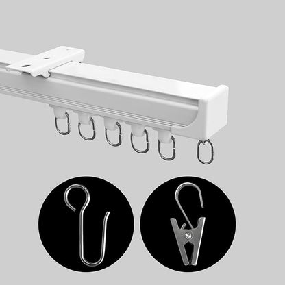 Ceiling Mount Curtains Track Room Divider Privacy Partition Separator Curtain Tracks Rods Heavy Duty RV Shower Outdoor Rail Clip Hook Set, White 3-6ft