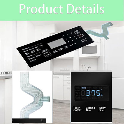 DG34-00043A Range Touch Control Panel, Replacement Touchpad Overlay for Stoves, Compatible with Models PD00051348, AP6244845, PS12086110, EAP12086110, NE59M4320SB/AA-00