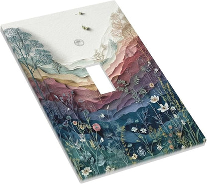 Butterfly Nature Floral Plant Leaves 1 Gang Single Toggle Wall Plate Cover Decorative Light Switch Covers Electrical Faceplate Switch Plates for Bathroom Kitchen Home