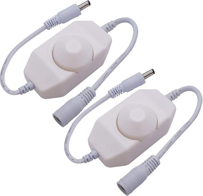 weideer 2Pcs DC12V-24V LED Strip Lights Dimmer Switch PWM Rotary Dimmer Controller Inline Dimmer Switch for LED String Lights Christmas Lights White K-018-W