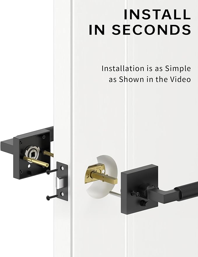 Asidrama 4 Pack Black Privacy Door Handles, Door Lever with Door Knobs Indoor for Bedroom or Bathroom, Heavy Duty Door Handles Interior with Locks for Left Right Sided Doors