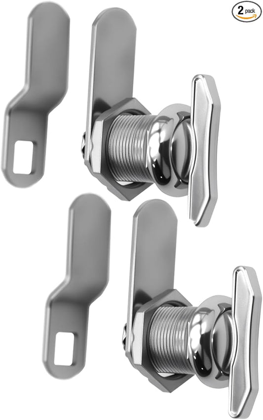 5/8" Thumb Operated Offset Cam Lock, RV Compartment Latch, Non-Locking Thumb Turn, for RV Compartment Camper Storage Door (2 Pack)