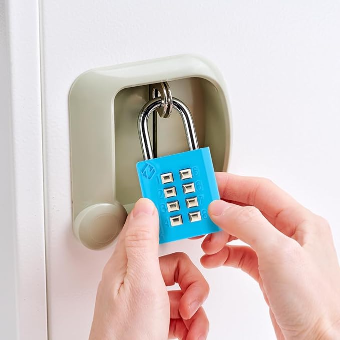 XB35 8-Digit Push Button Combination Padlock, 4 Digit Locking Mechanism, Blue, 1-Pack