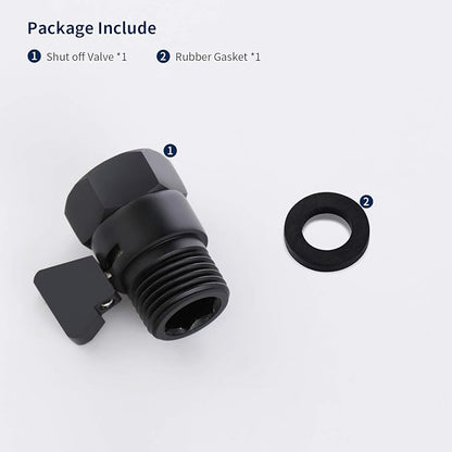 Tenfe Water Flow Control Valve, Brass Shut Off Valve Adjust Water Volume Regulator for Hand Held Shower Head & Bidet Sprayer, Matte Black Water Saver G1/2 Standard Connection