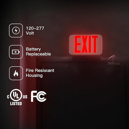 FREELICHT 12 Pack Red Double-Sided LED Exit Sign with Battery Backup, Exit Sign for Business,Easy To Install, UL Certified, AC 120/277V