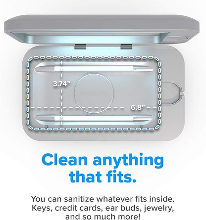 PhoneSoap Wireless UV Phone Sanitizer & Universal Phone Charger Box with Qi Charging | Patented & Clinically Proven 360-Degree UV-C Light Sanitizer | Disinfects and Charges All Phones (Gunmetal Grey)